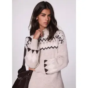 Mint Velvet Neutral Fairisle Knit Mini Dress